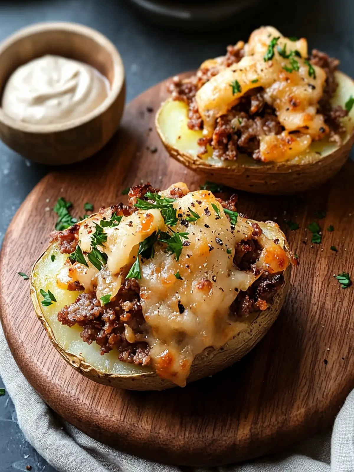 Savory Baked Potatoes with Burger Sauce and Onions Delight 3 Baked Potato
