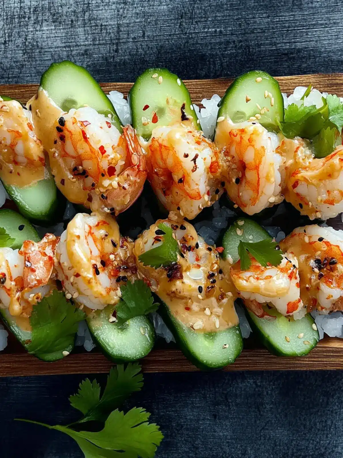 Delicious Spicy Shrimp Cucumber Sushi Boats to Savor at Home 4 Spicy Shrimp Cucumber Sushi boats