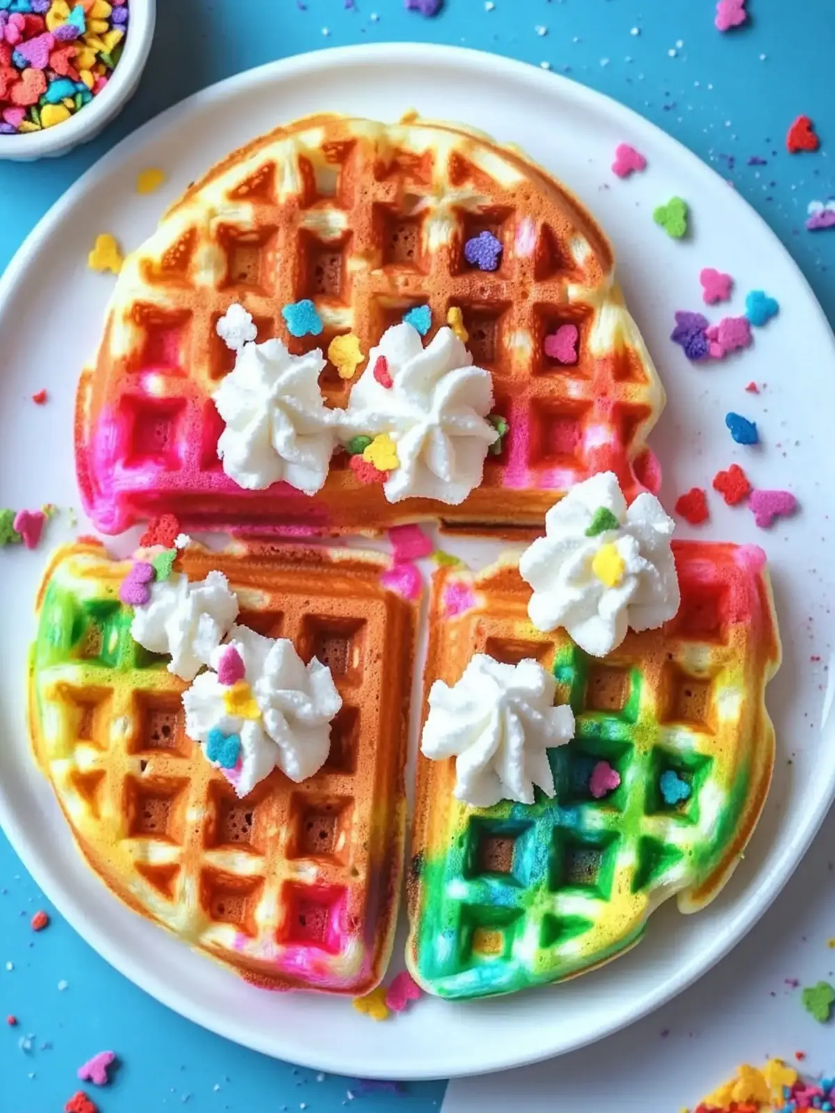 Colorful Rainbow Waffles for a Joyful Weekend Breakfast 2 Rainbow waffles