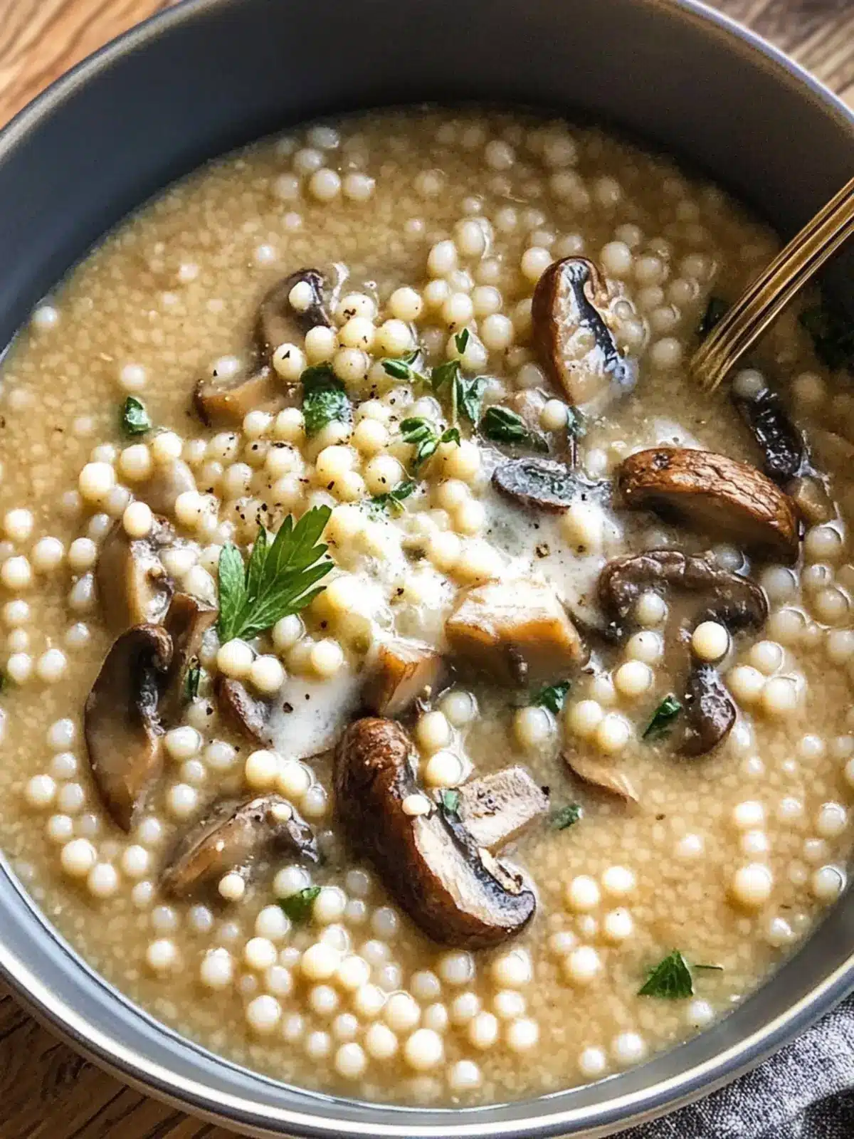 Creamy Mushroom & Pearl Couscous Soup: Cozy Comfort Dish 4 Creamy Mushroom & Pearl Couscous Soup