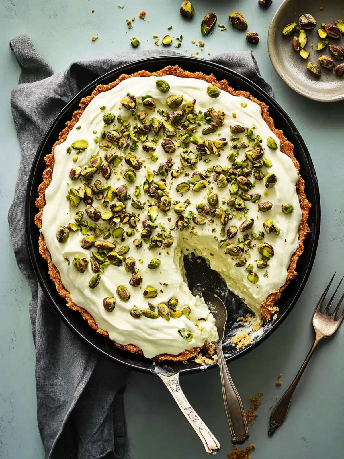 Irresistible Pistachio Cannoli Pie with Crunchy Waffle Cone Crust 3 Pistachio Cannoli Pie