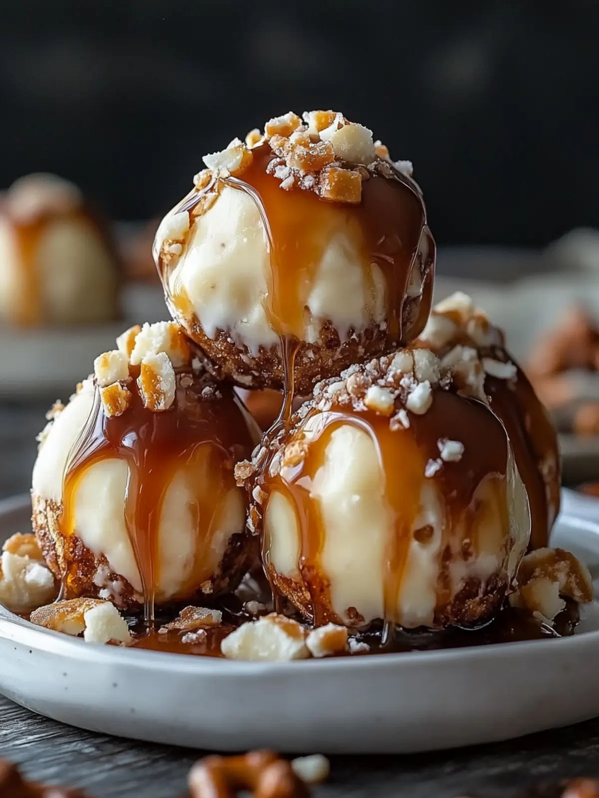 Salted Caramel Pretzel Cheesecake Balls – No-Bake Party Bliss 5 Salted Caramel Pretzel Cheesecake Balls