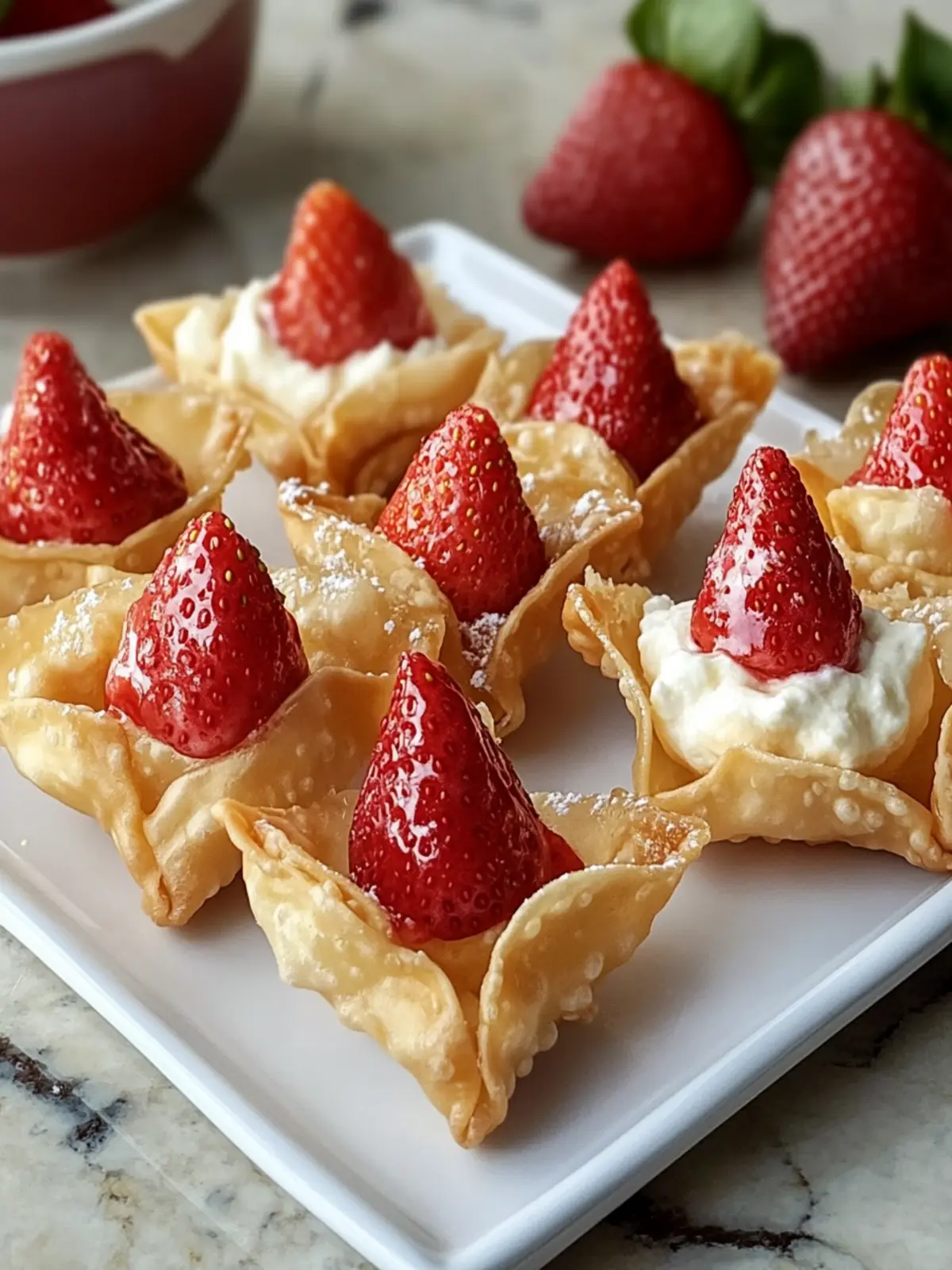 Strawberry Cheesecake Stuffed Wonton Bites You’ll Crave! 2 Strawberry Cheesecake Stuffed Wonton Bites
