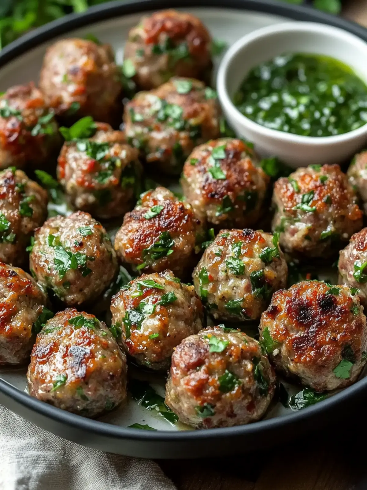 Savor Spicy Lamb Meatballs with Creamy Green Goddess Dip 3 Spicy Lamb Meatballs