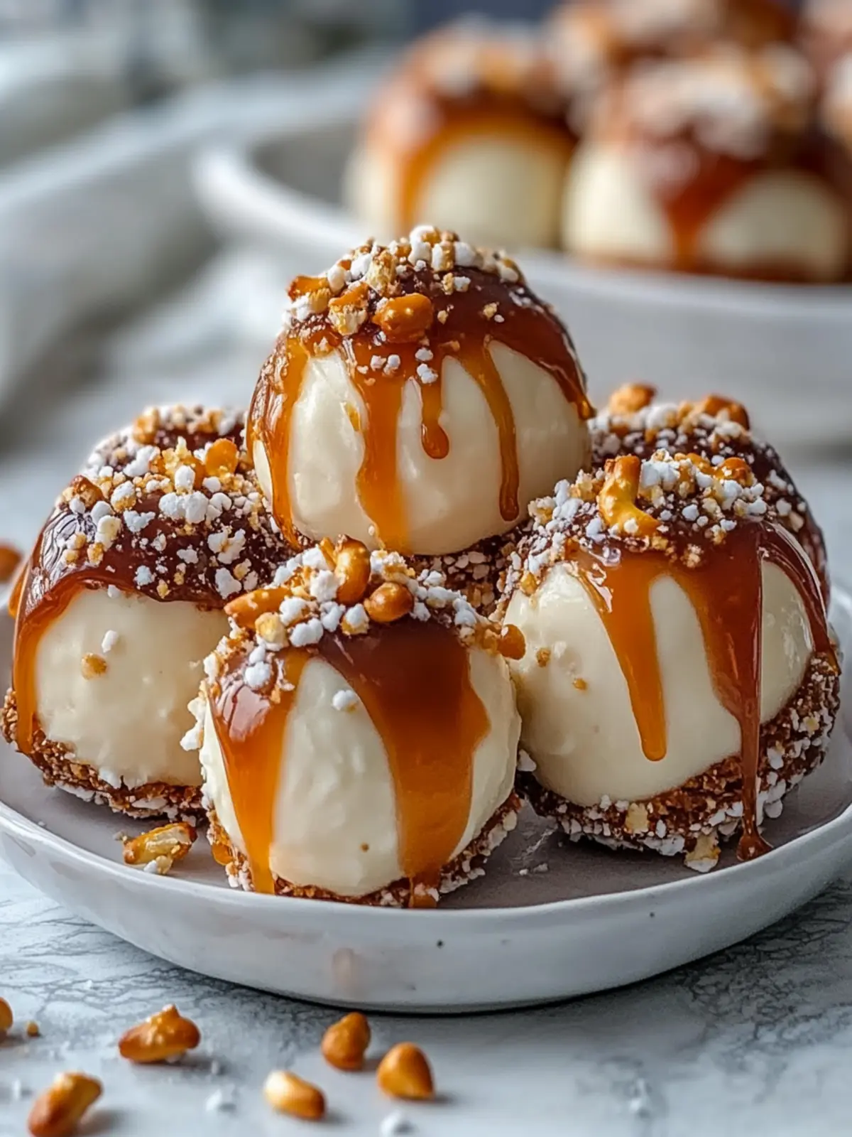 Salted Caramel Pretzel Cheesecake Balls – No-Bake Party Bliss 2 Salted Caramel Pretzel Cheesecake Balls