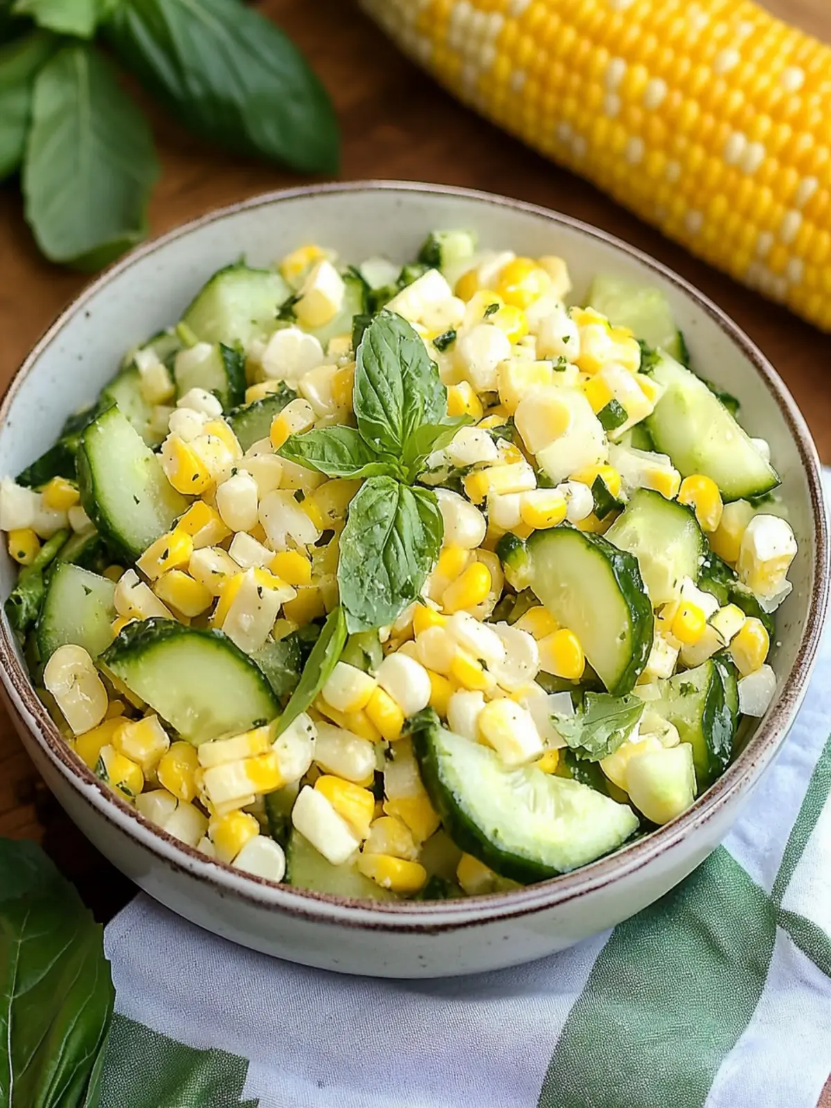 Fresh Corn and Cucumber Salad with Basil for a Summer Treat 5 Corn and Cucumber Salad