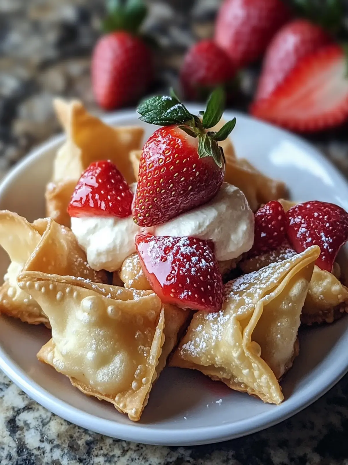 Strawberry Cheesecake Stuffed Wonton Bites You’ll Crave! 3 Strawberry Cheesecake Stuffed Wonton Bites