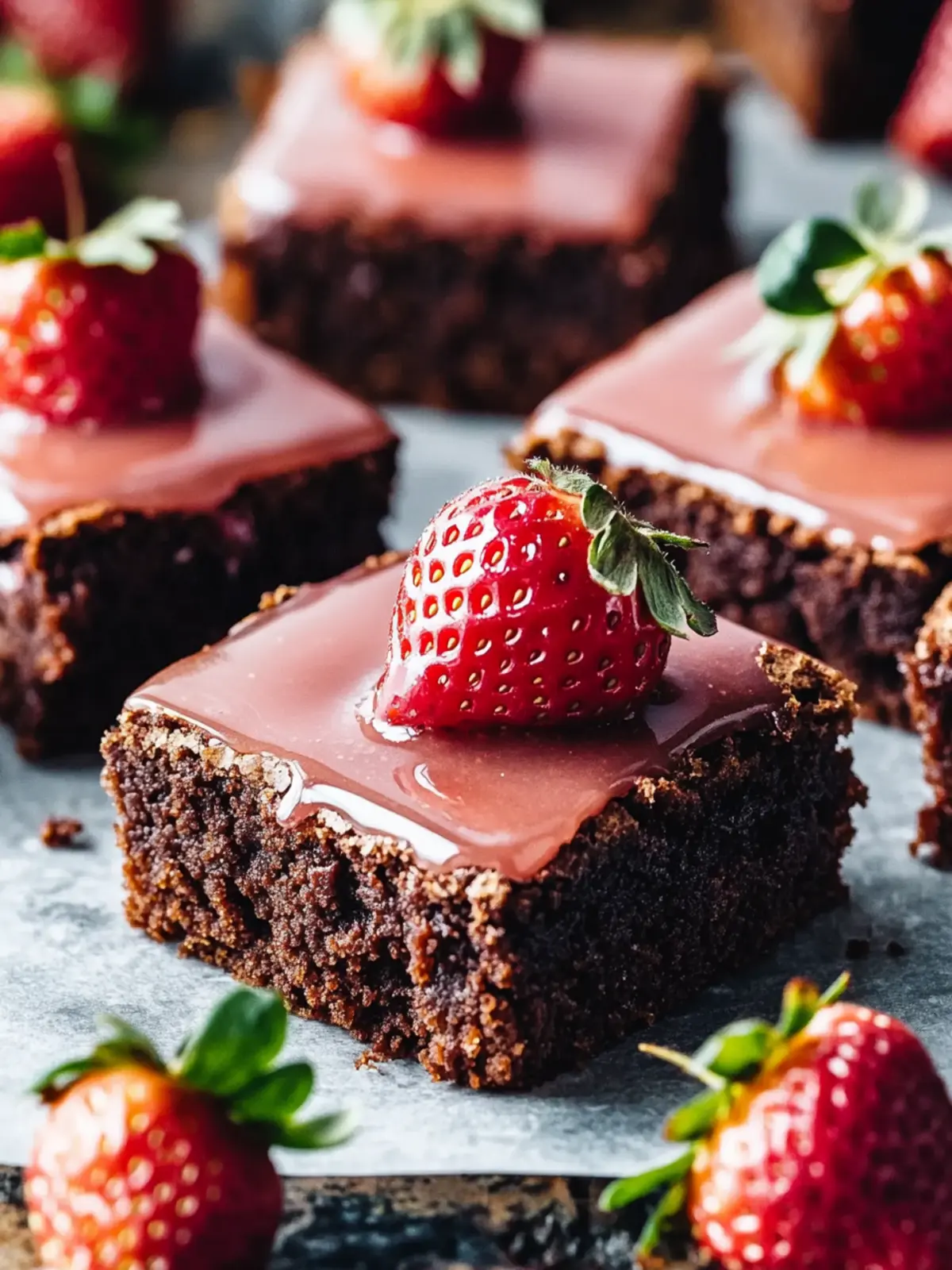 Glazed Strawberry Brownies