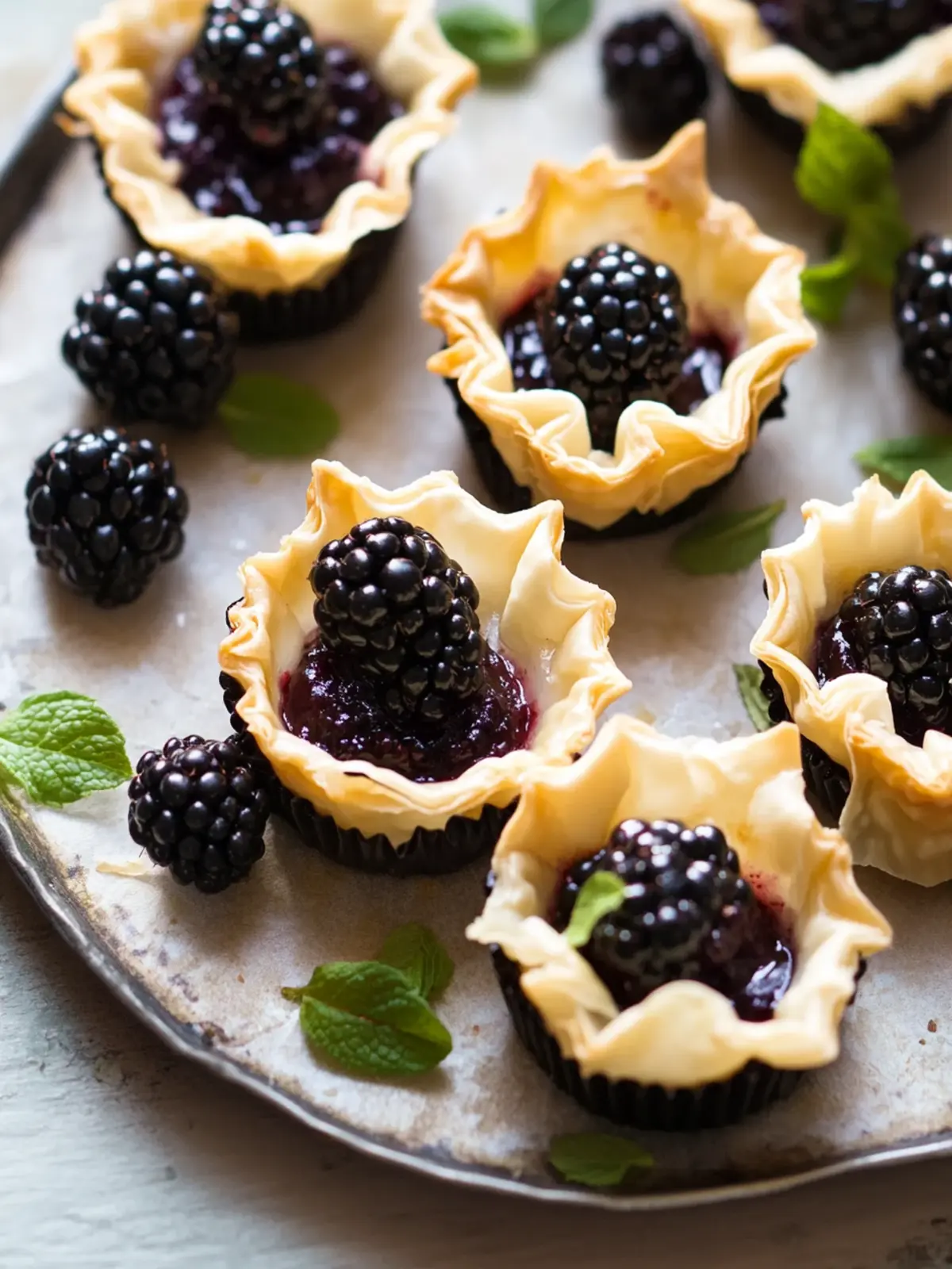 Brie Phyllo Cups with Blackberry: A Gourmet Snack Delight 3 Brie Phyllo Cups with Blackberry