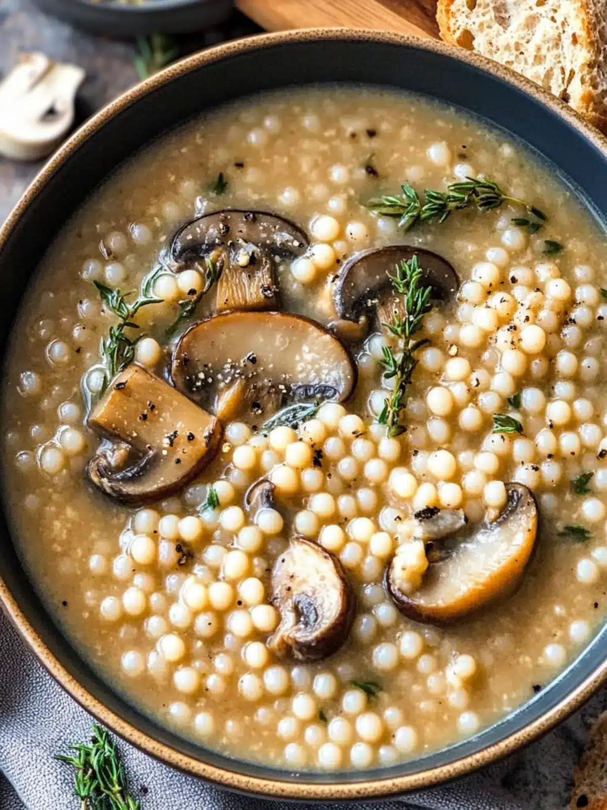 Creamy Mushroom & Pearl Couscous Soup: Cozy Comfort Dish 3 Creamy Mushroom & Pearl Couscous Soup