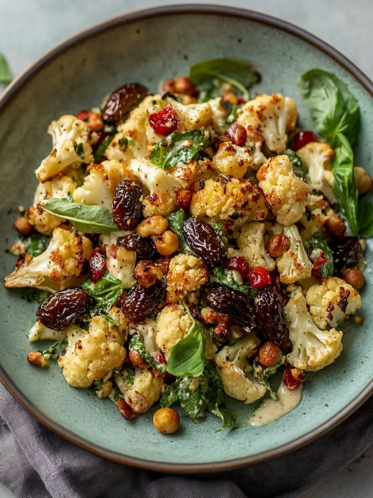 Roasted Cauliflower Date Salad with Creamy Tahini Magic 3 Roasted Cauliflower Date Salad
