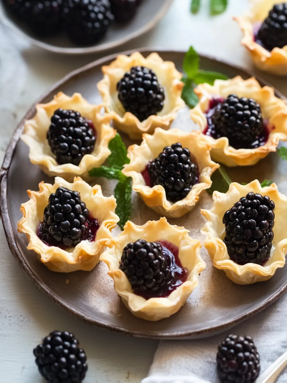 Brie Phyllo Cups with Blackberry: A Gourmet Snack Delight 4 Brie Phyllo Cups with Blackberry