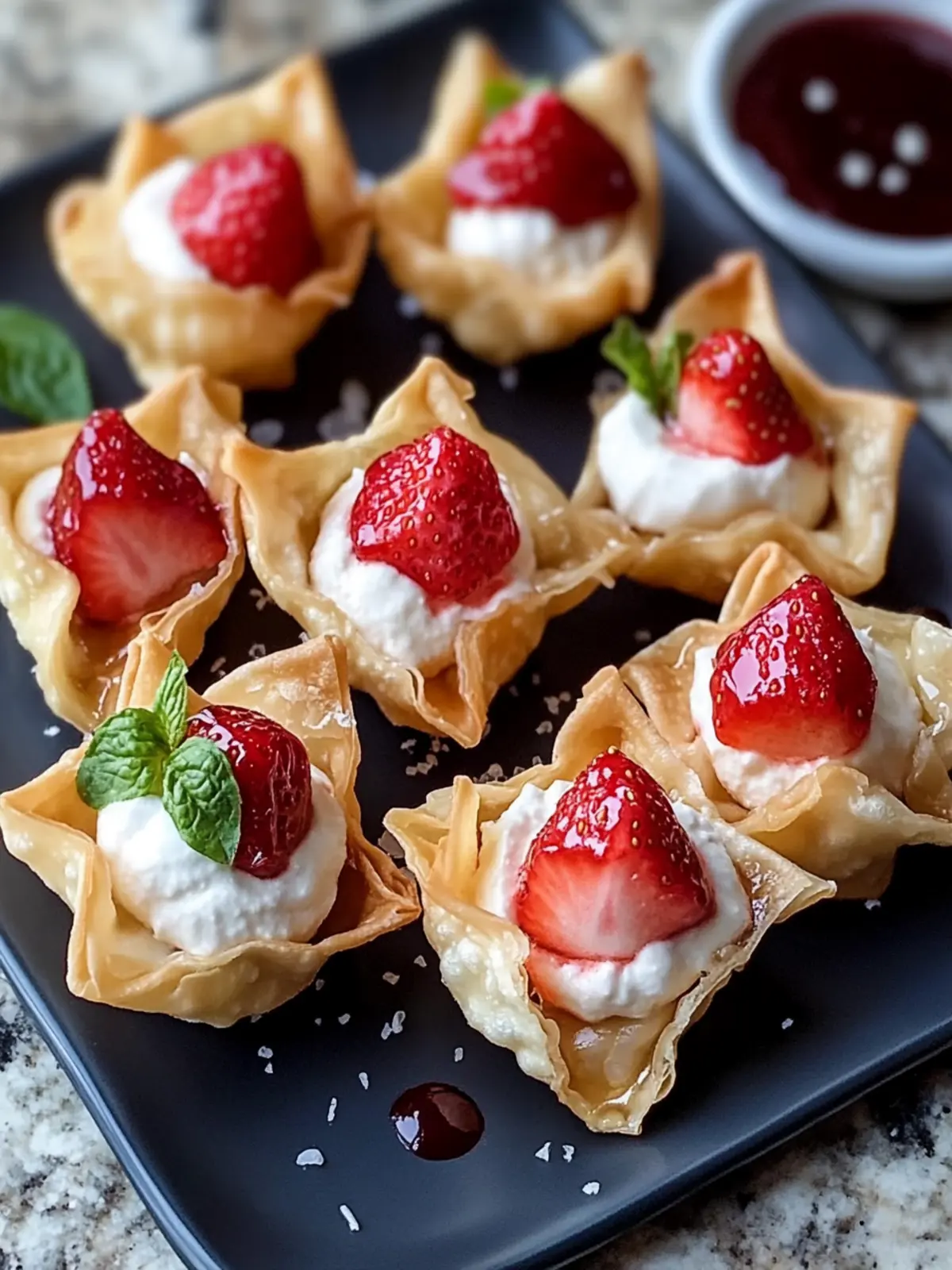 Strawberry Cheesecake Stuffed Wonton Bites You’ll Crave! 4 Strawberry Cheesecake Stuffed Wonton Bites
