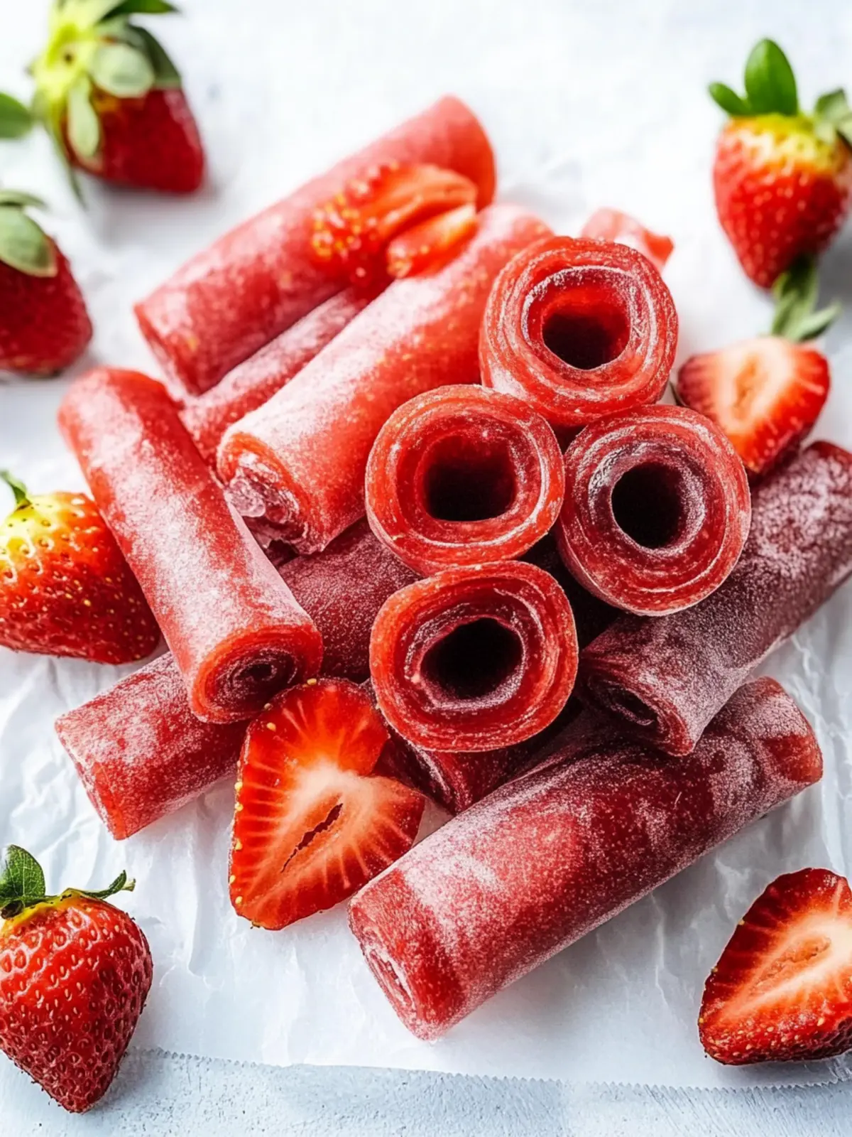 Healthy 3-Ingredient Strawberry Fruit Roll-Ups for Kids 5 Strawberry Fruit Roll-Ups