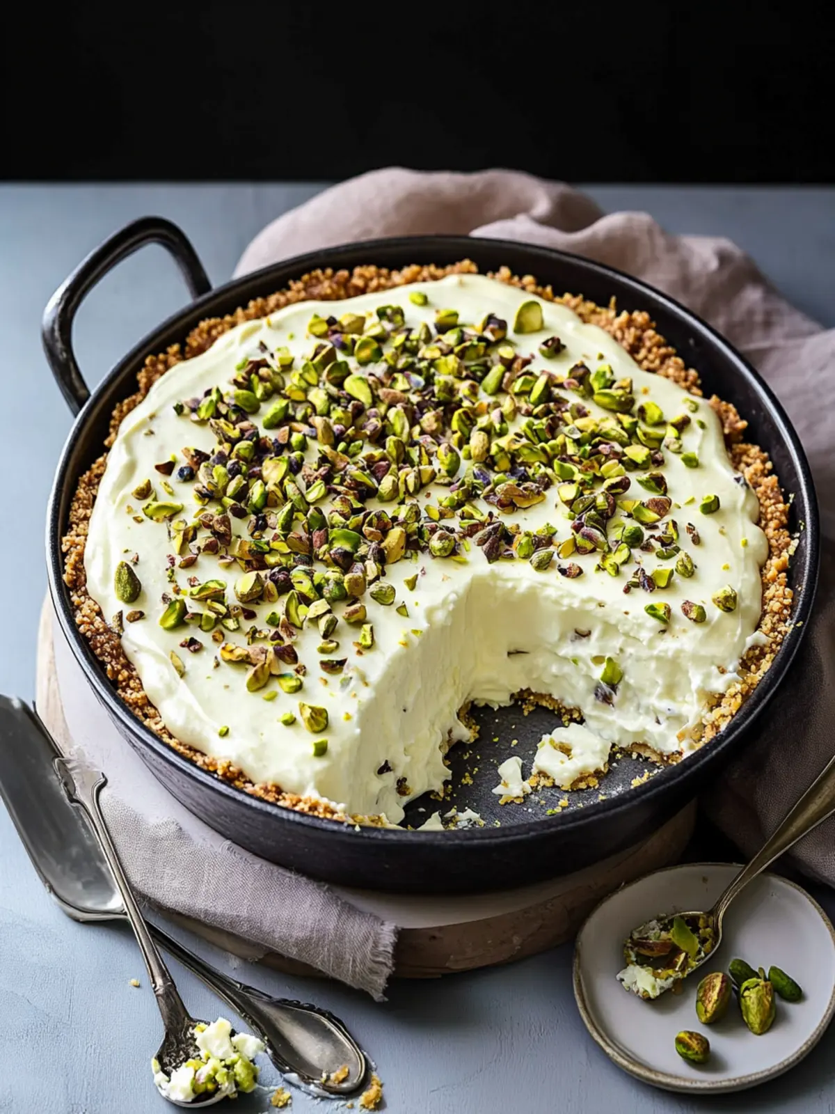 Irresistible Pistachio Cannoli Pie with Crunchy Waffle Cone Crust 5 Pistachio Cannoli Pie