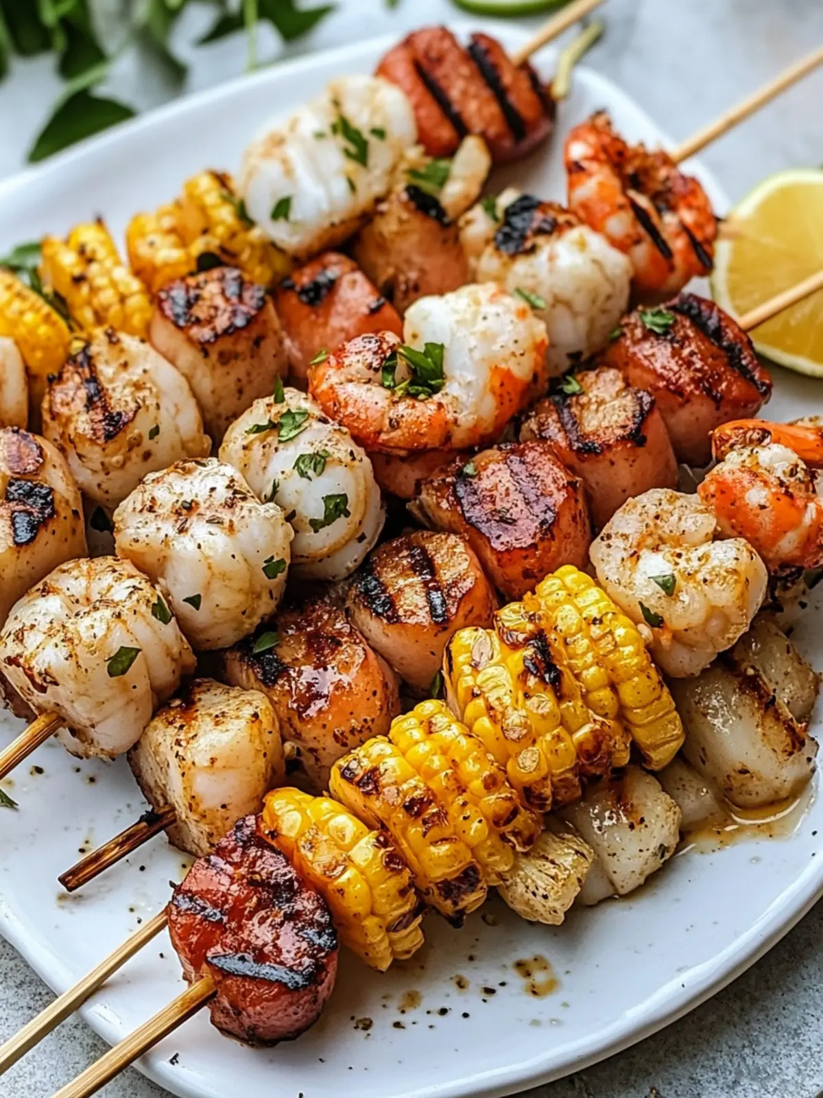 Grilled Seafood Skewers with Spicy Sausage for a Flavor Boost 2 Grilled Seafood Skewers