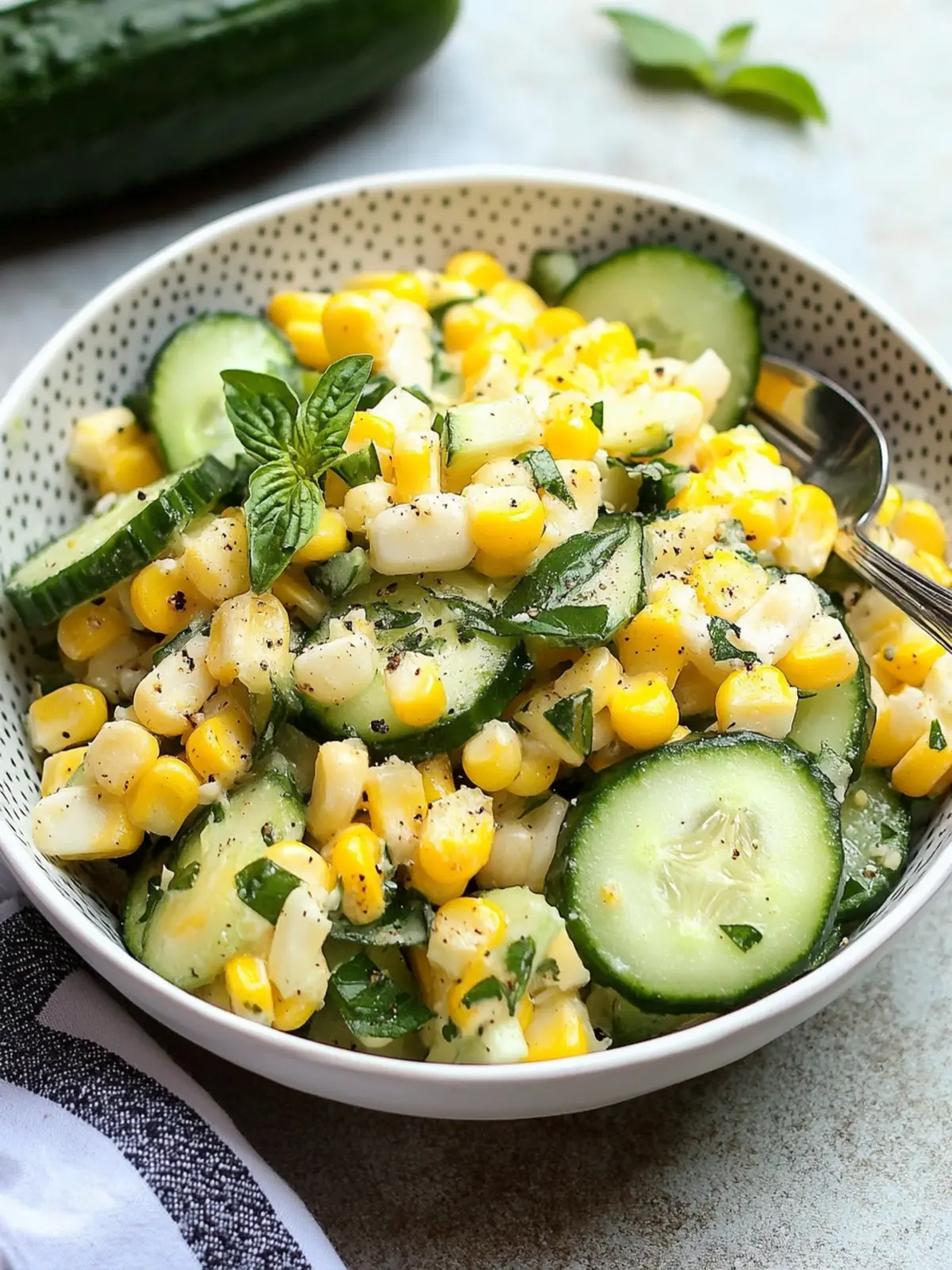 Fresh Corn and Cucumber Salad with Basil for a Summer Treat 4 Corn and Cucumber Salad