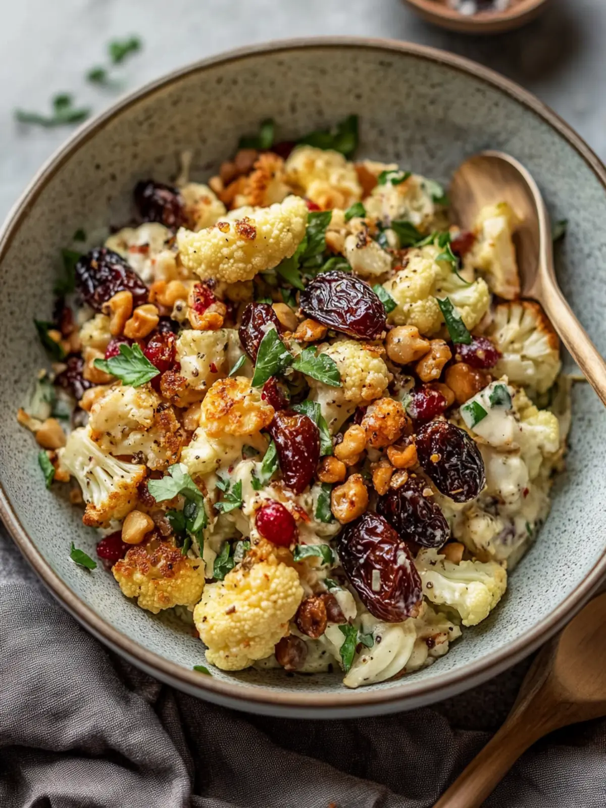 Roasted Cauliflower Date Salad with Creamy Tahini Magic 5 Roasted Cauliflower Date Salad