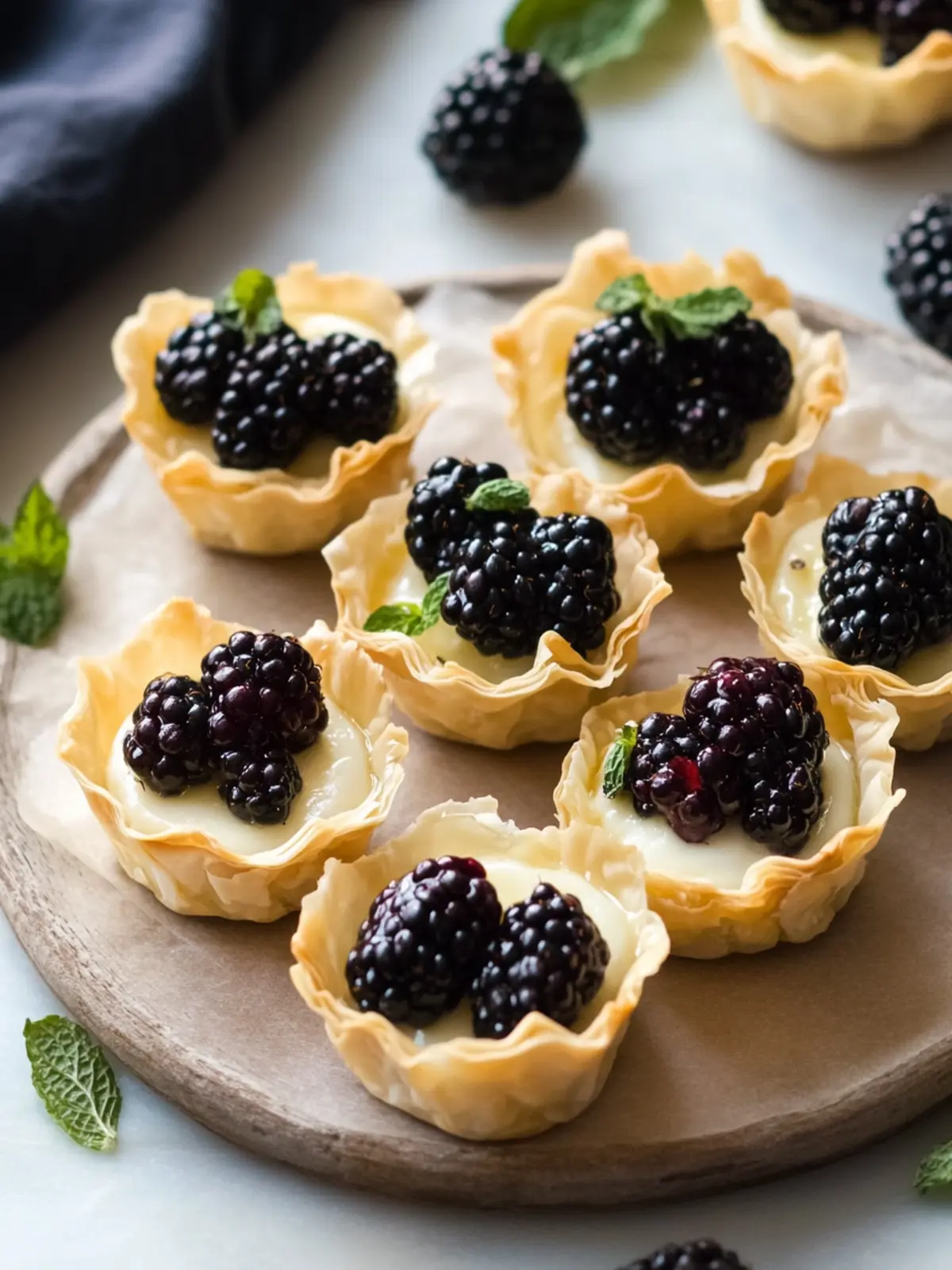 Brie Phyllo Cups with Blackberry: A Gourmet Snack Delight 2 Brie Phyllo Cups with Blackberry