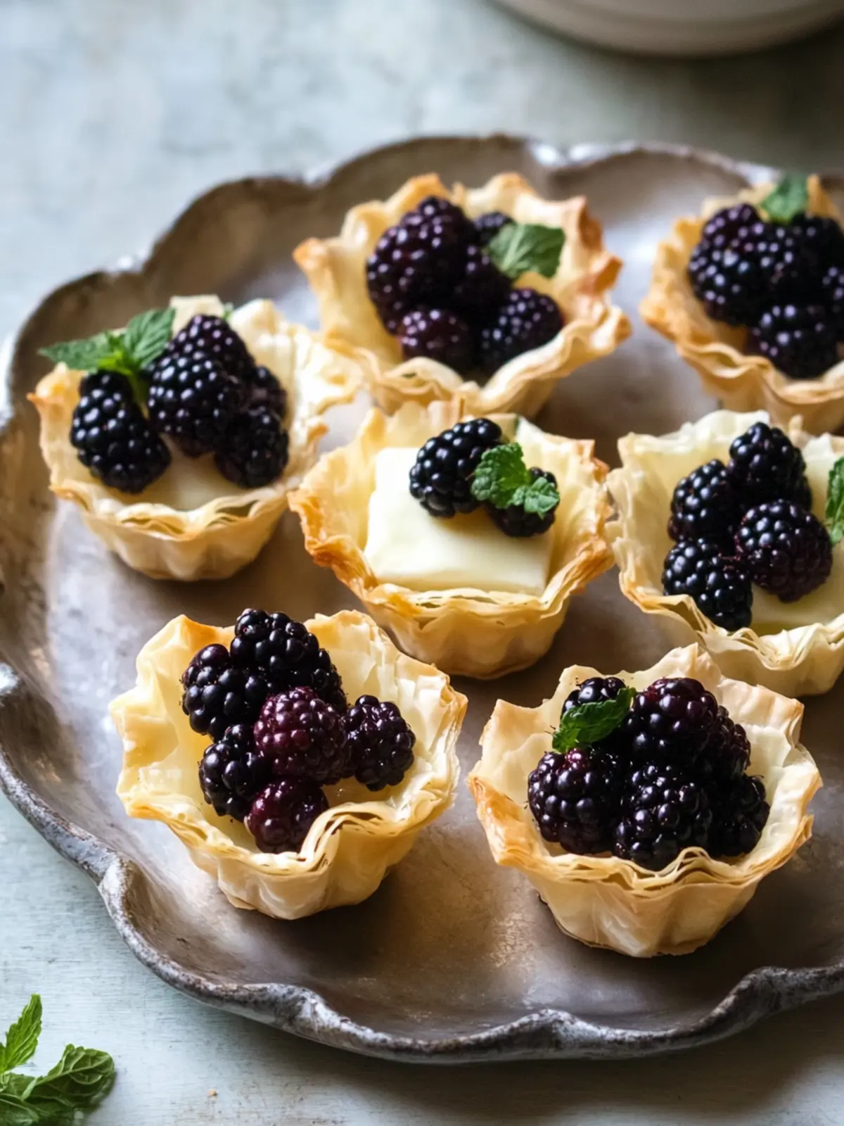 Brie Phyllo Cups with Blackberry: A Gourmet Snack Delight 5 Brie Phyllo Cups with Blackberry