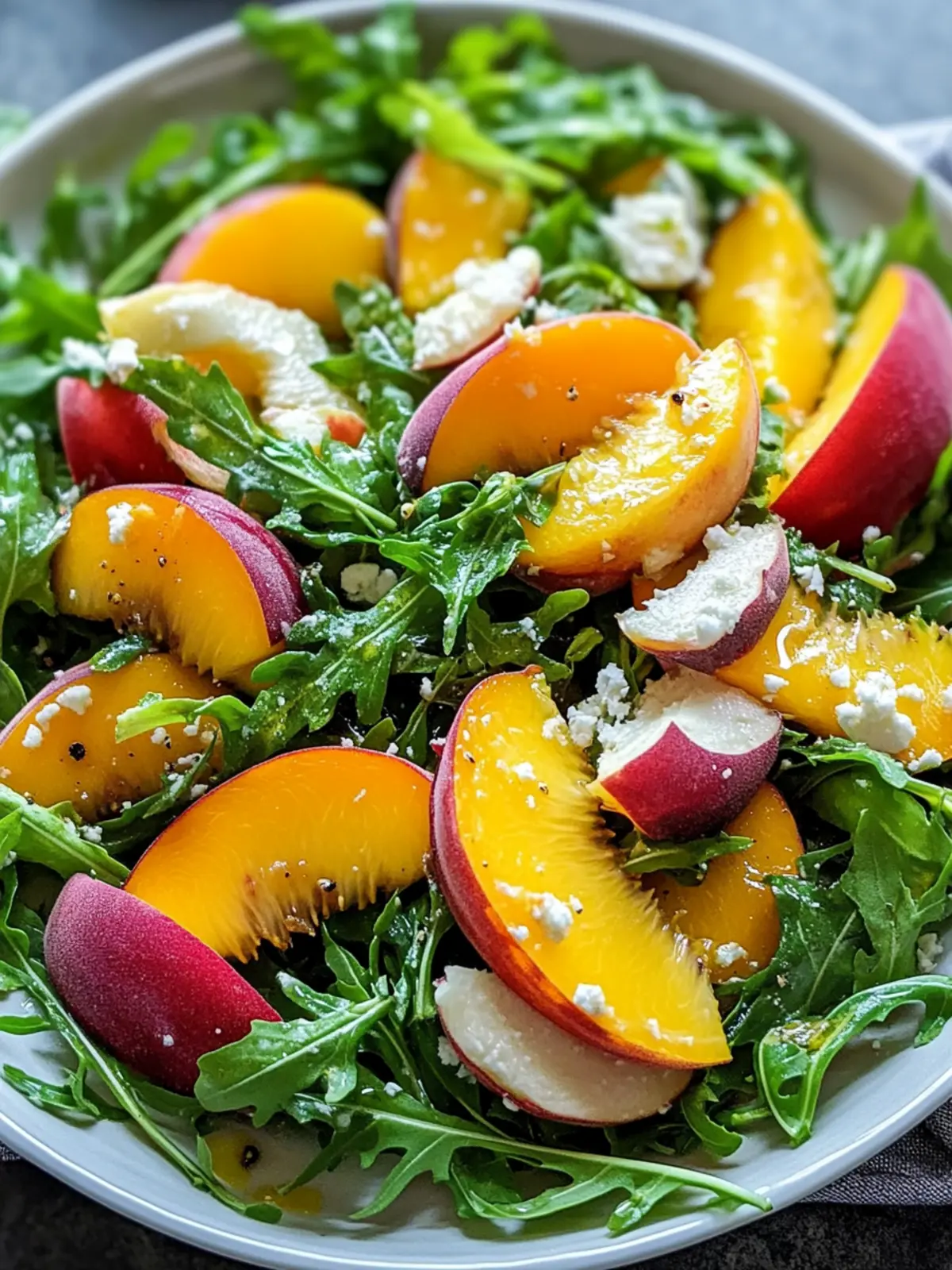 Delicious Peach Arugula Salad with Goat Cheese Delight 2 Peach Arugula Salad