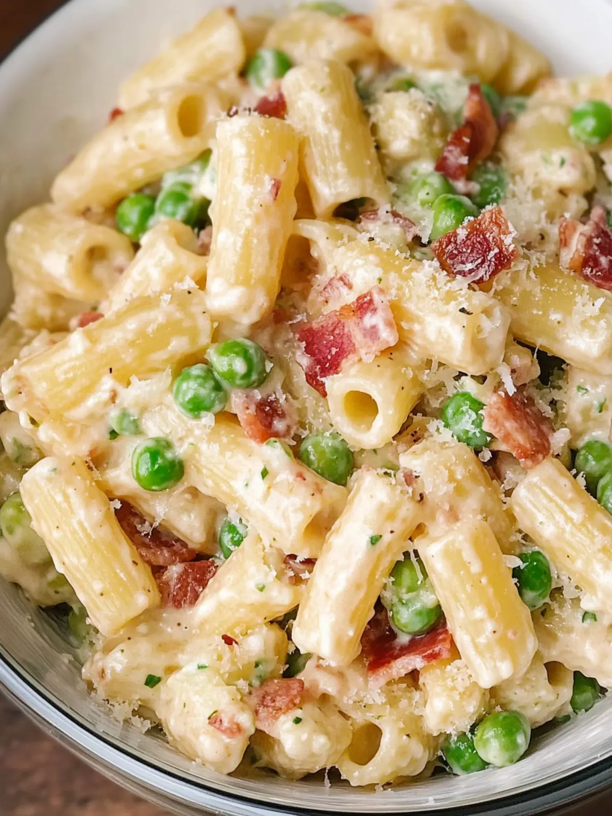 Creamy Pea and Bacon Pasta Salad That's Perfect for Picnics 4 Creamy Pea and Bacon Pasta Salad
