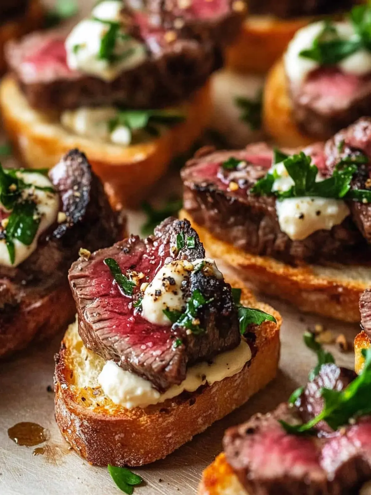 Steak Crostini with Spicy Roasted Peppers Delight 4 Steak Crostini