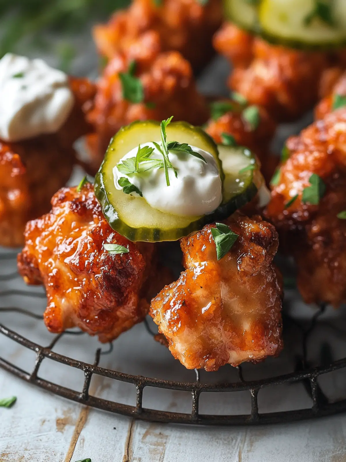 Delicious Pickle-Brined Chicken Bites with Blue Cheese Twist 2 Pickle-Brined Chicken Bites