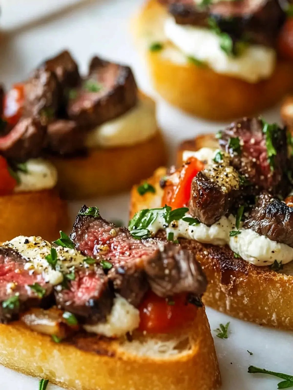Steak Crostini with Spicy Roasted Peppers Delight 3 Steak Crostini