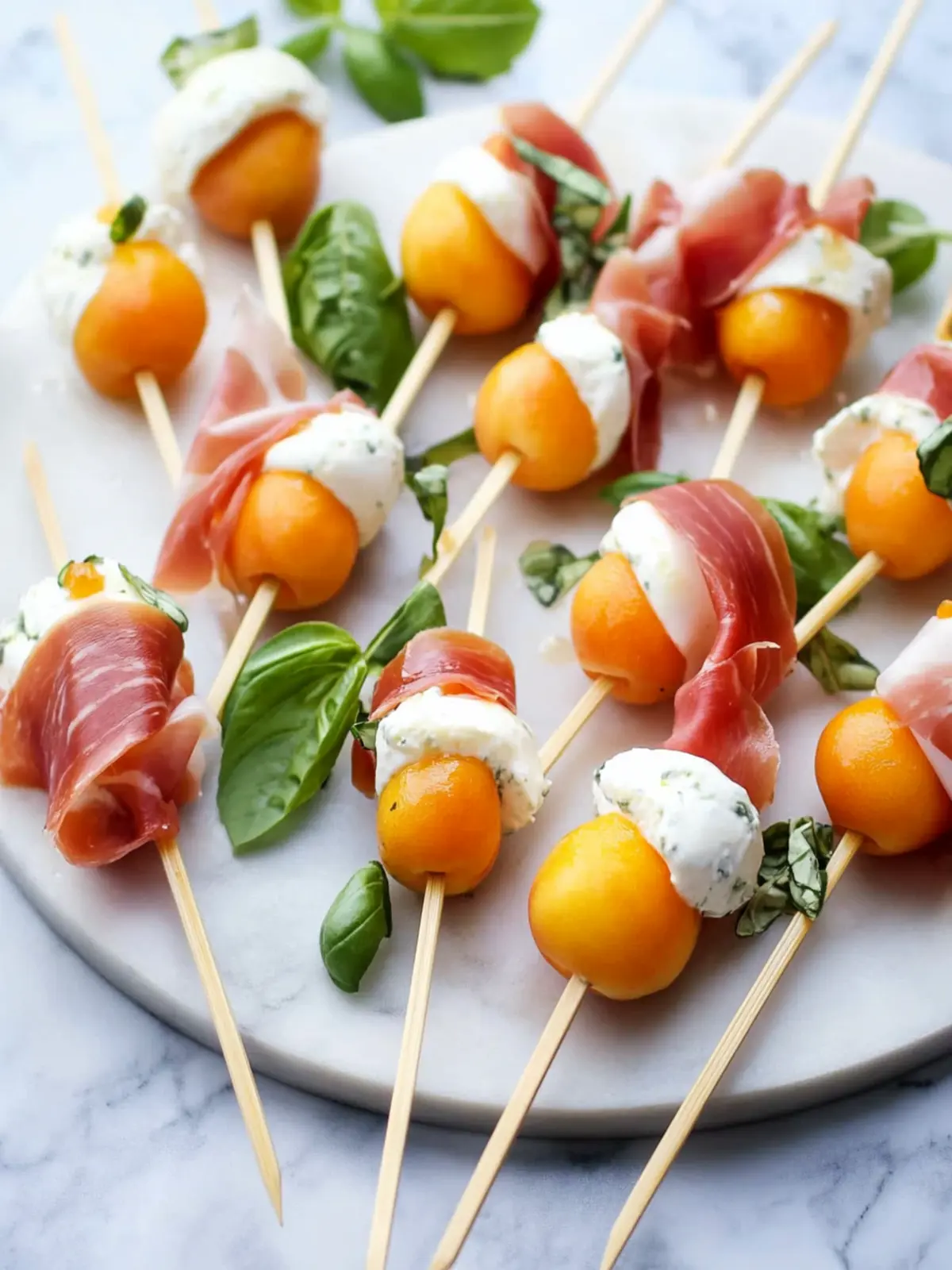 Savory Mozzarella, Prosciutto, and Pickled Peach Skewers 3 Mozzarella, Prosciutto, and Pickled Peach Appetizer Skewers