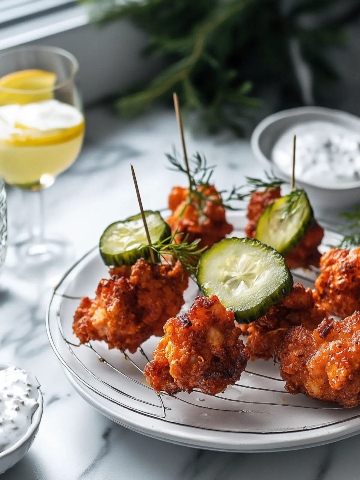 Delicious Pickle-Brined Chicken Bites with Blue Cheese Twist 4 Pickle-Brined Chicken Bites