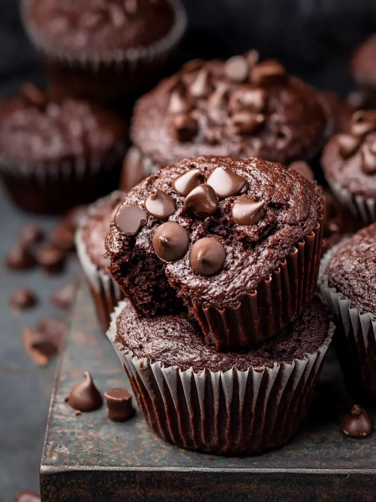Indulge in Decadent Double Chocolate Muffins Today 3 Double Chocolate Muffins