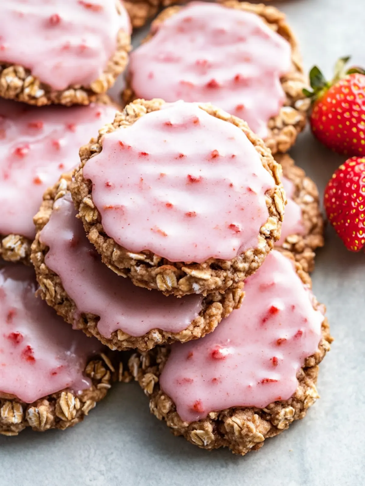 Strawberry Iced Oatmeal Cookies that Brighten Your Day 3 Strawberry Iced Oatmeal Cookies