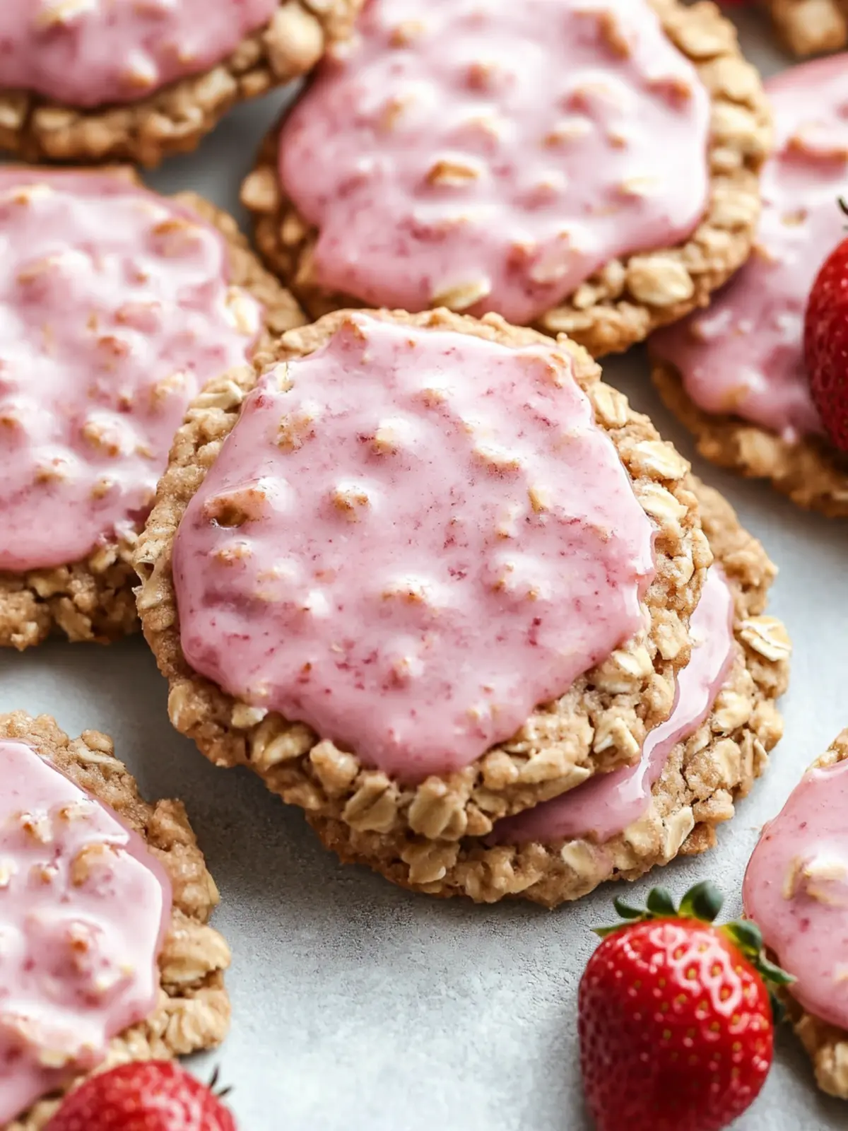 Strawberry Iced Oatmeal Cookies that Brighten Your Day 2 Strawberry Iced Oatmeal Cookies