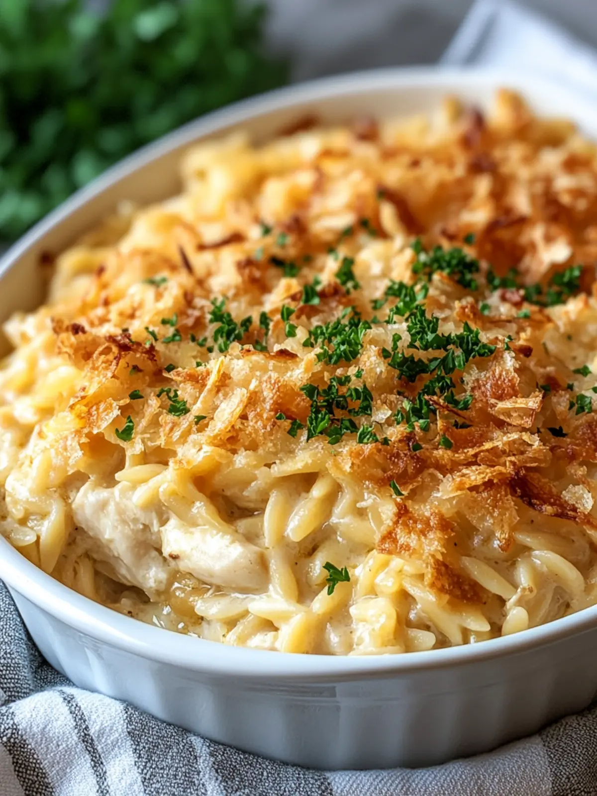 Savory French Onion Chicken Orzo Casserole You’ll Love 3 French Onion Chicken Orzo Casserole
