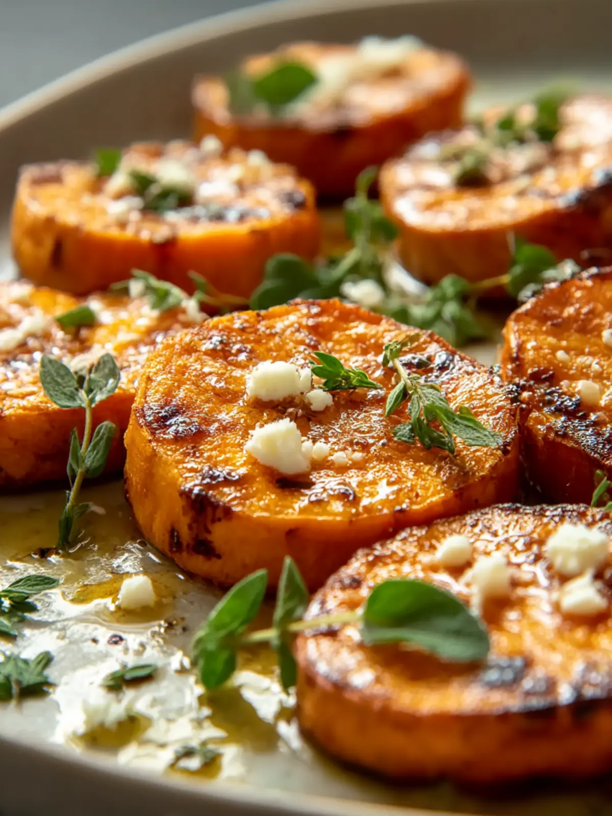 Roasted Sweet Potato Rounds Drizzled with Honey & Feta Bliss 4 Roasted Sweet Potato Rounds