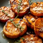 Roasted Sweet Potato Rounds Drizzled with Honey & Feta Bliss 8 Roasted Sweet Potato Rounds