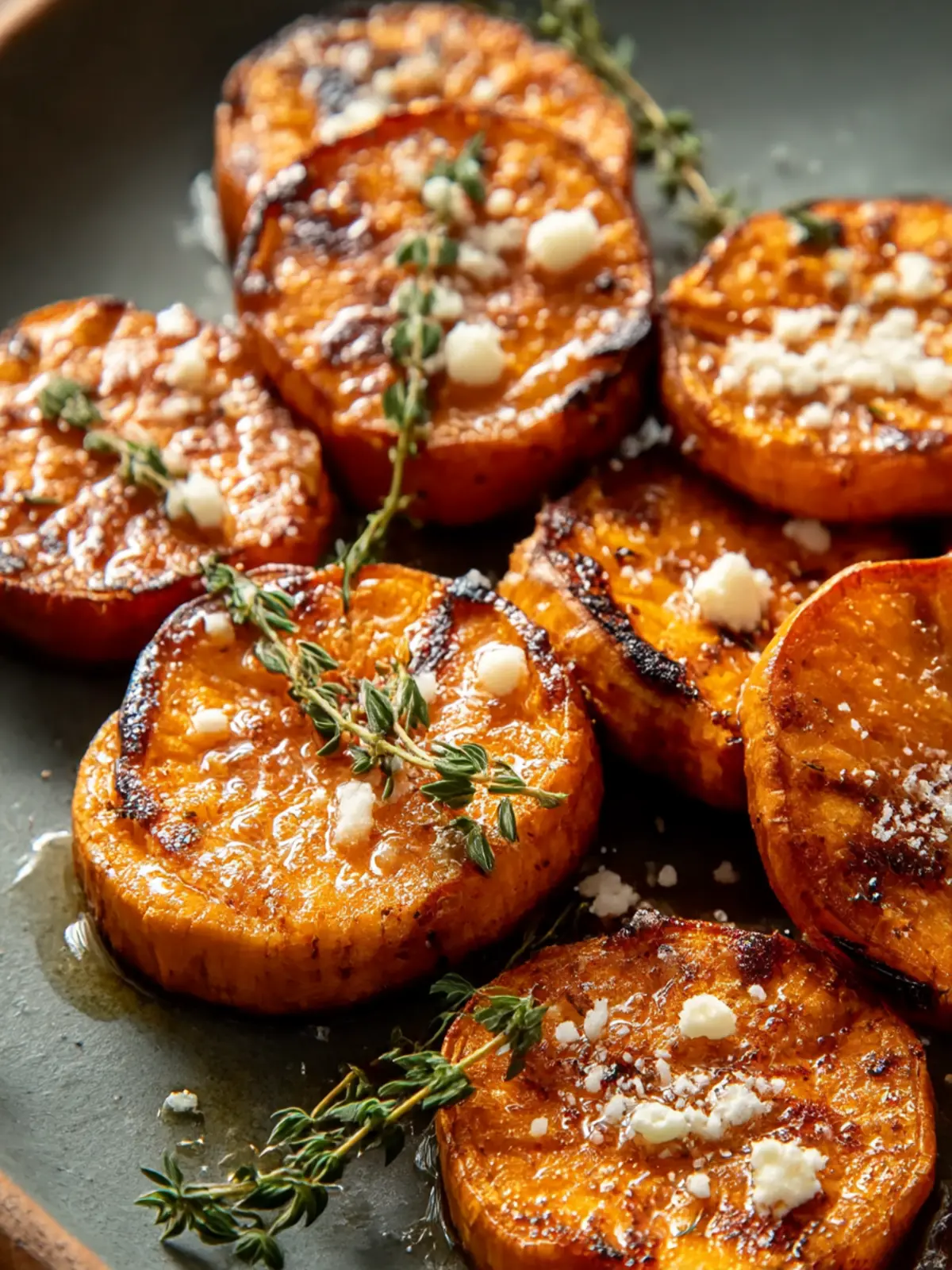 Roasted Sweet Potato Rounds Drizzled with Honey & Feta Bliss 5 Roasted Sweet Potato Rounds