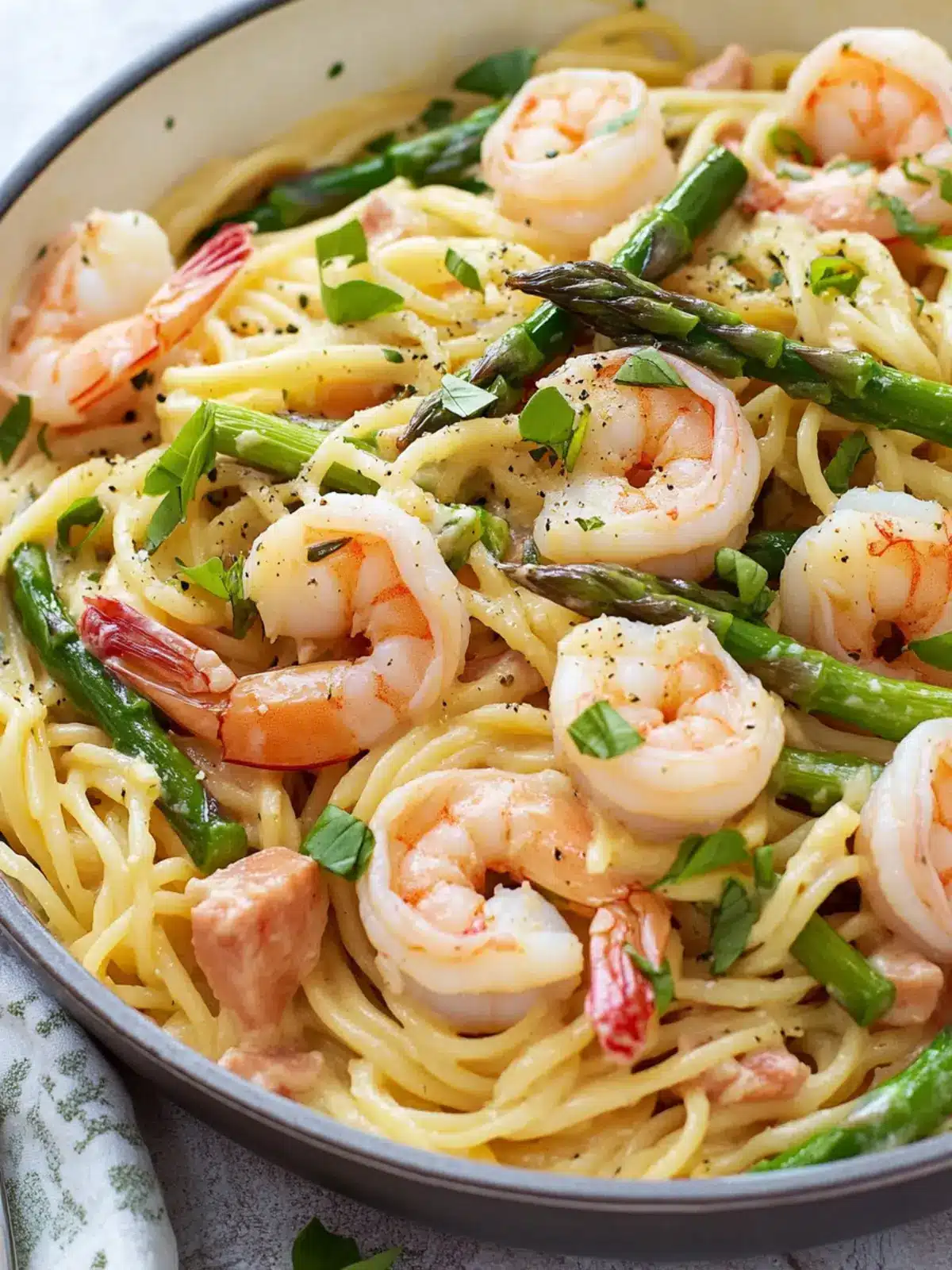 Shrimp Asparagus Carbonara: Quick Pasta Perfection at Home 4 Shrimp Asparagus Carbonara