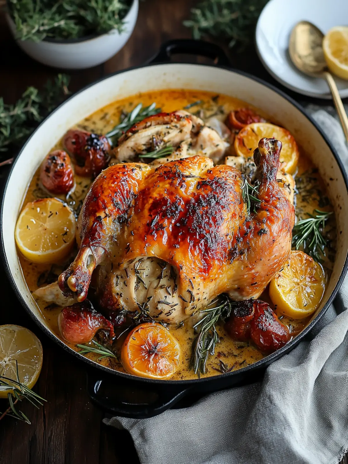 Herb Roasted Chicken in Creamy Sauce for Cozy Dinner Magic 4 Herb Roasted Chicken