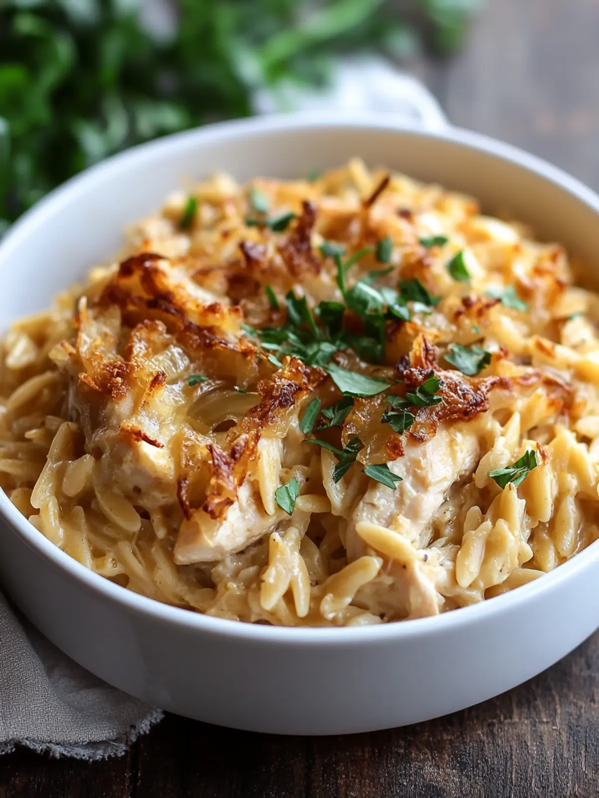 Savory French Onion Chicken Orzo Casserole You’ll Love 2 French Onion Chicken Orzo Casserole