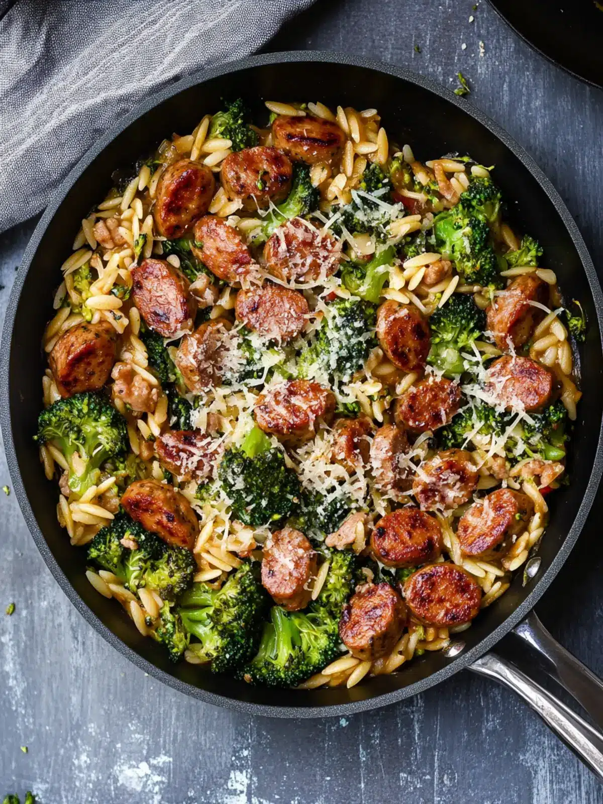 Savory Chicken Sausage, Broccoli and Orzo Skillet Delight 4 Chicken Sausage, Broccoli, and Orzo Skillet