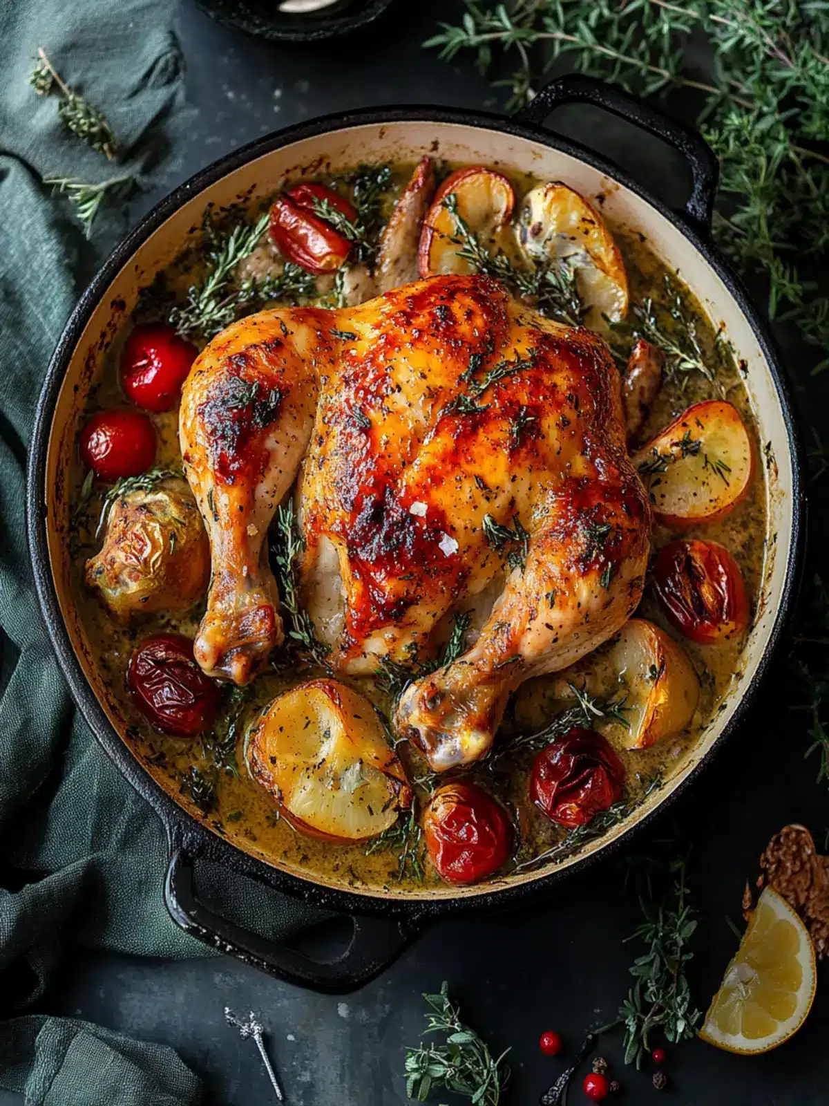 Herb Roasted Chicken in Creamy Sauce for Cozy Dinner Magic 5 Herb Roasted Chicken