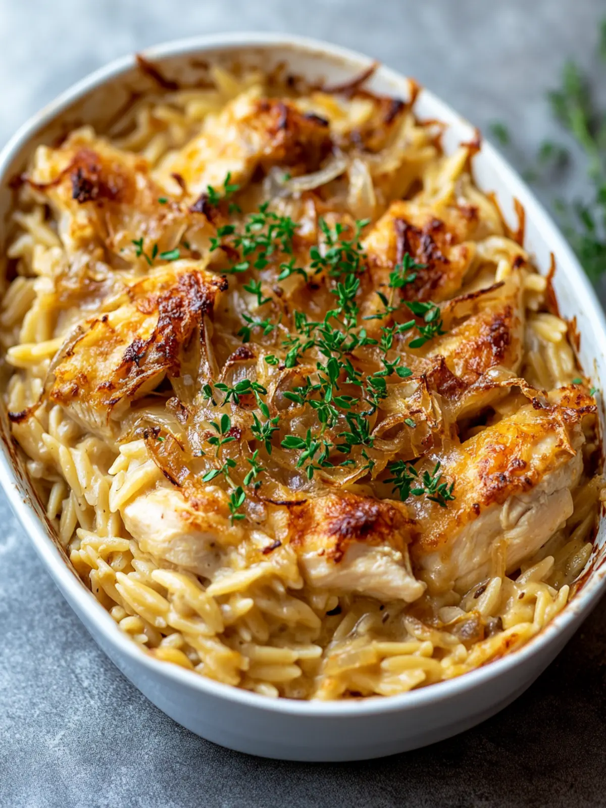 Savory French Onion Chicken Orzo Casserole You’ll Love 4 French Onion Chicken Orzo Casserole