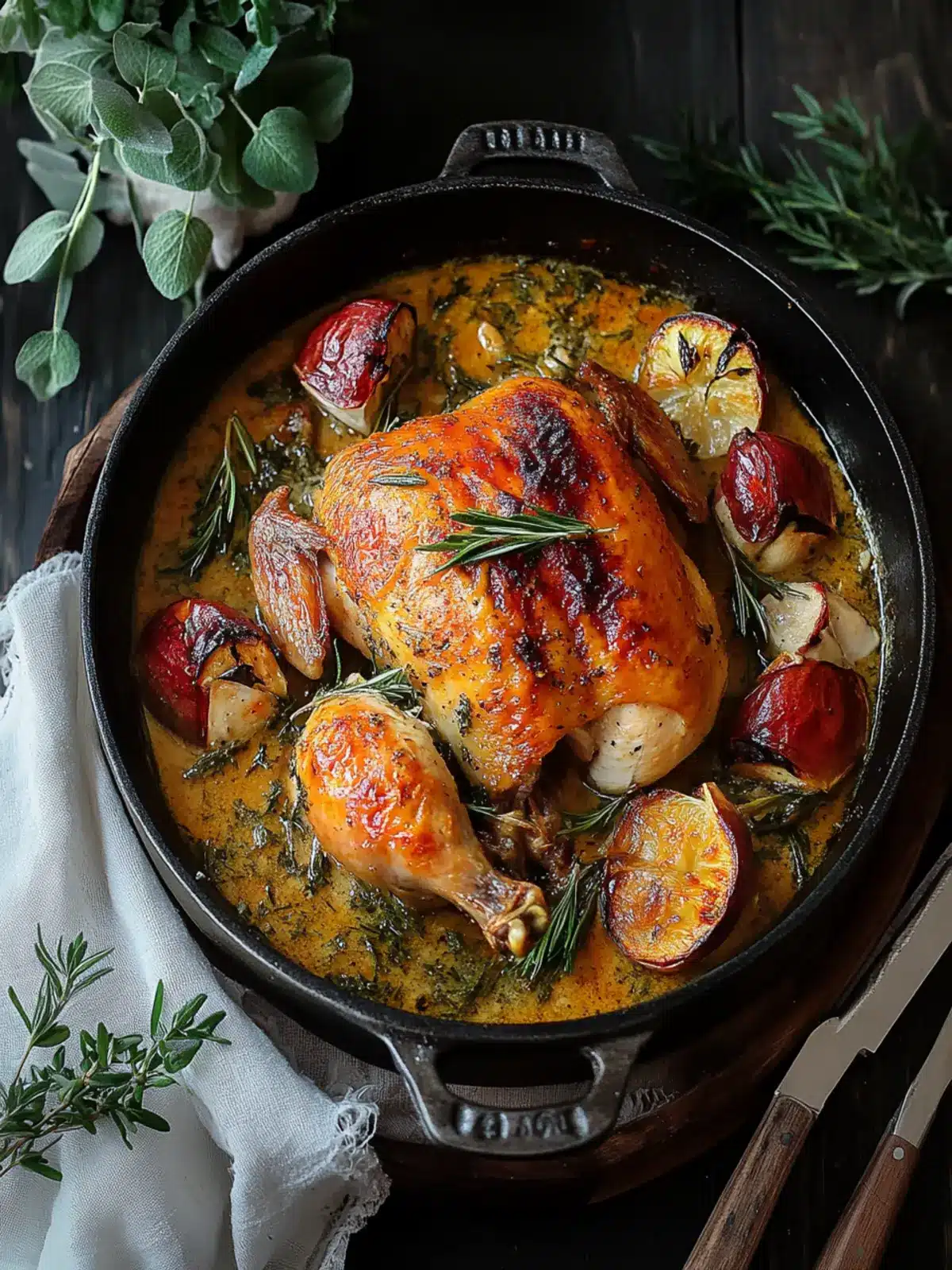 Herb Roasted Chicken in Creamy Sauce for Cozy Dinner Magic 3 Herb Roasted Chicken