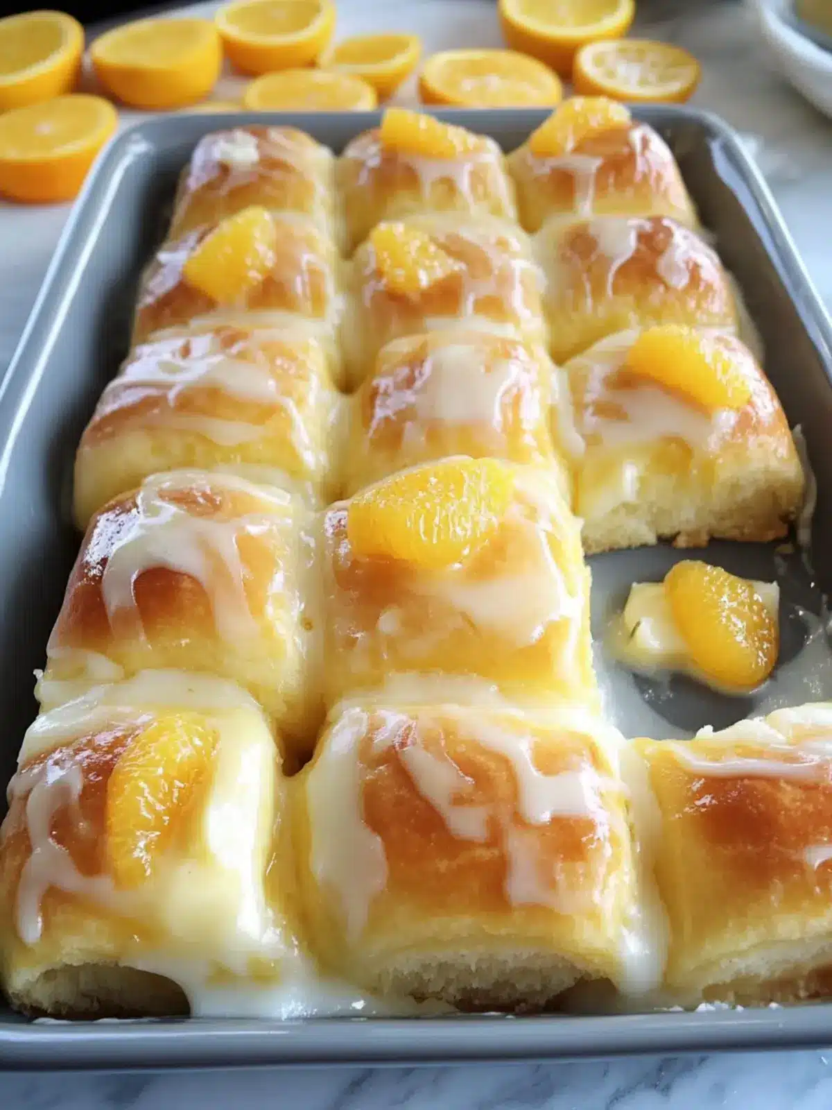 Orange Rolls with a Warm Sour Cream Butter Glaze