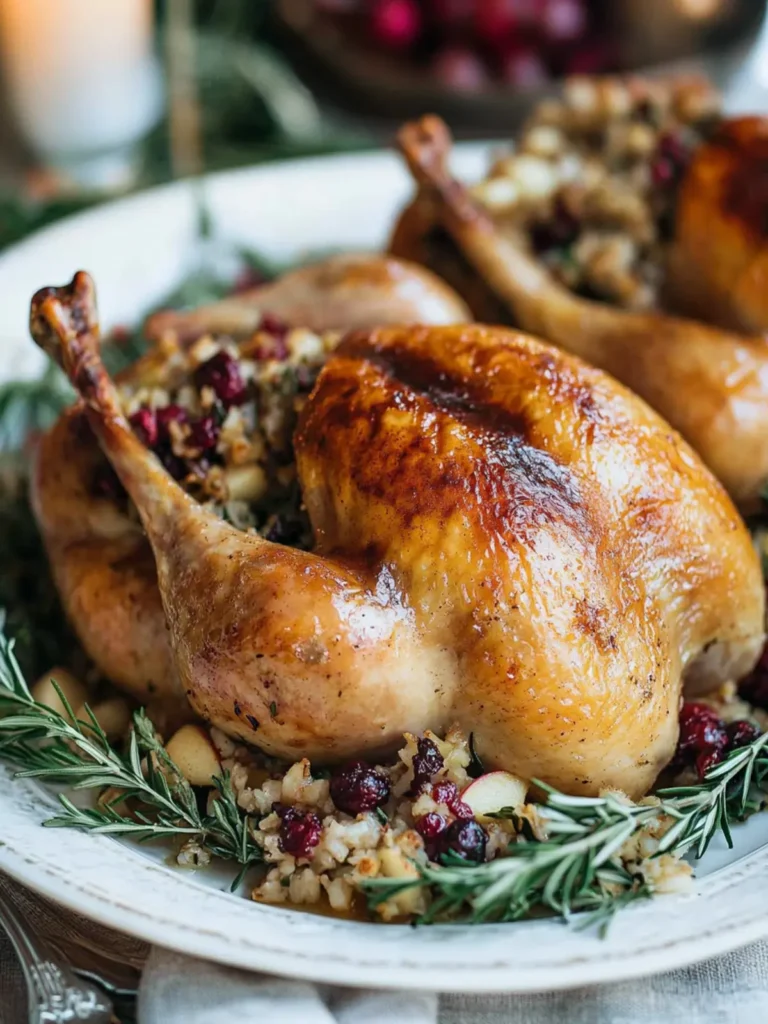 Cornish Hens with Apple-Cranberry Rice Stuffing