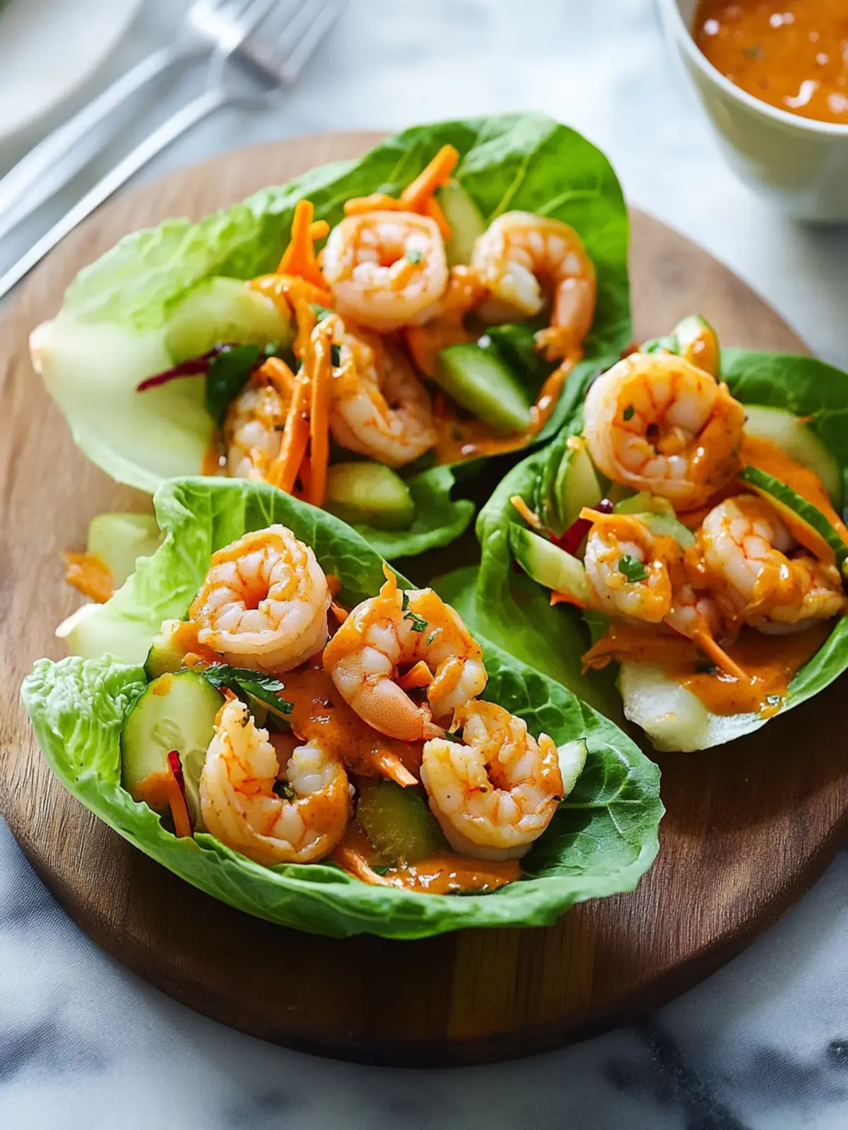 Delicious Shrimp Lettuce Wraps with Creamy Peanut Sauce 3 Shrimp Lettuce Wraps