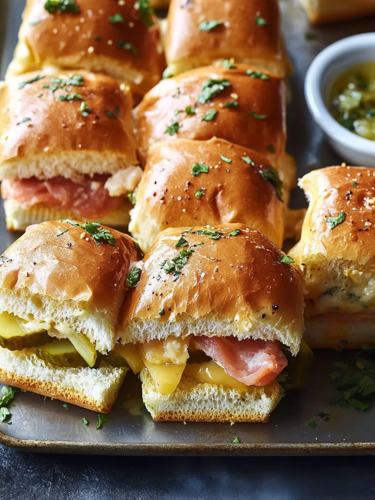 Pickle-Garlic Butter Cuban Inspired Pull-Apart Sliders Delight 5 Pickle-Garlic Butter Cuban Inspired Pull-Apart Sliders