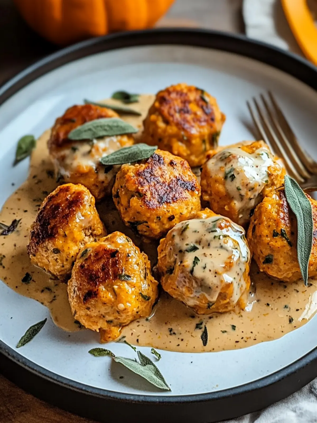 Savory Pumpkin Chicken Meatballs in Creamy Sage Sauce Delight 4 Pumpkin Chicken Meatballs